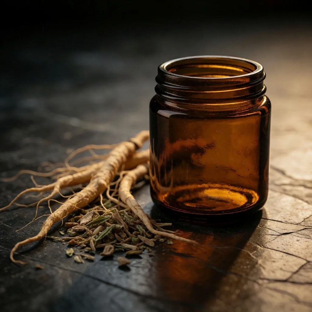 Premium supplement jar on dark surface